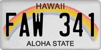 HI license plate FAW341