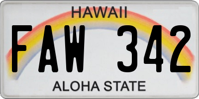 HI license plate FAW342