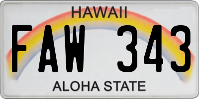 HI license plate FAW343
