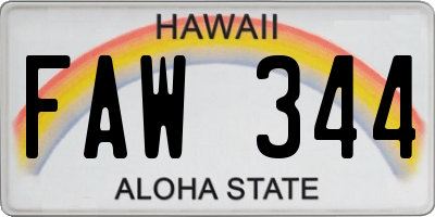 HI license plate FAW344