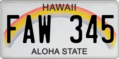 HI license plate FAW345