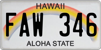 HI license plate FAW346