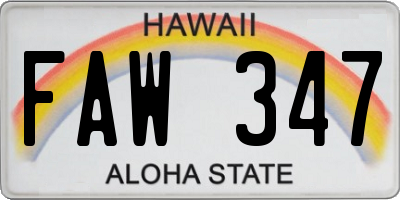 HI license plate FAW347