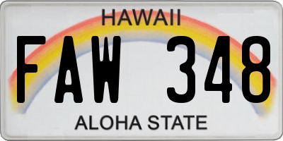 HI license plate FAW348