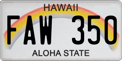 HI license plate FAW350