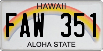 HI license plate FAW351