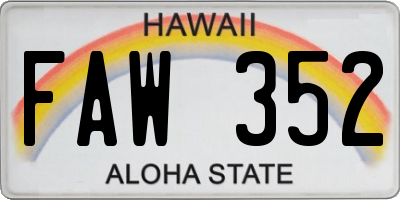 HI license plate FAW352
