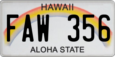 HI license plate FAW356
