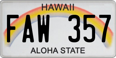 HI license plate FAW357