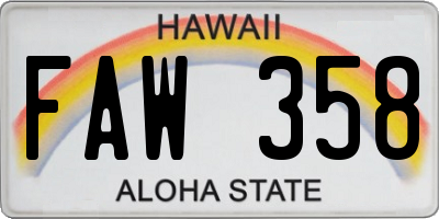 HI license plate FAW358