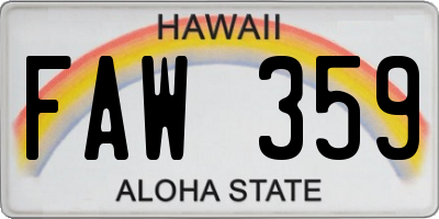 HI license plate FAW359