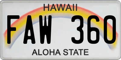 HI license plate FAW360