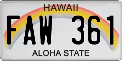 HI license plate FAW361