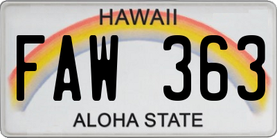 HI license plate FAW363