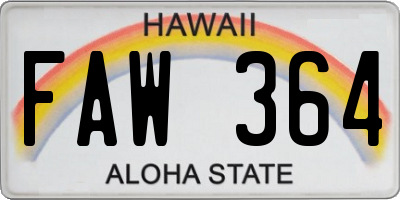 HI license plate FAW364