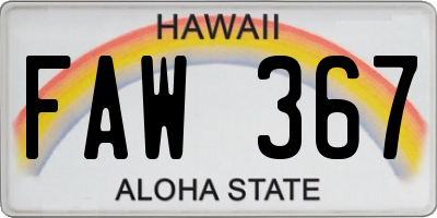 HI license plate FAW367