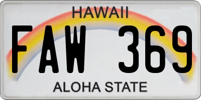 HI license plate FAW369