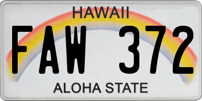 HI license plate FAW372