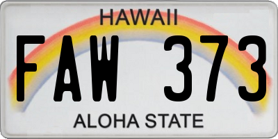 HI license plate FAW373