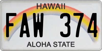 HI license plate FAW374