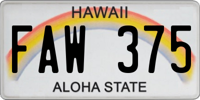 HI license plate FAW375