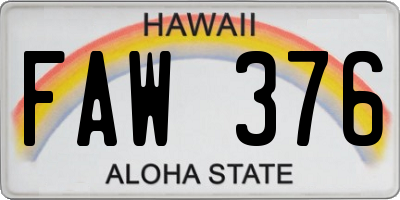HI license plate FAW376