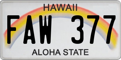 HI license plate FAW377