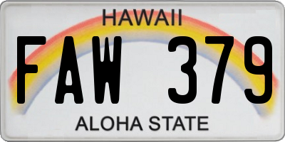 HI license plate FAW379