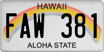 HI license plate FAW381