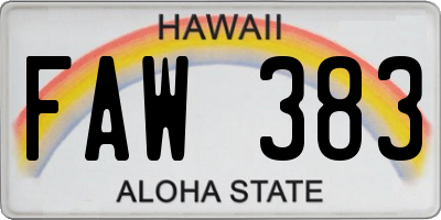 HI license plate FAW383