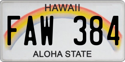 HI license plate FAW384
