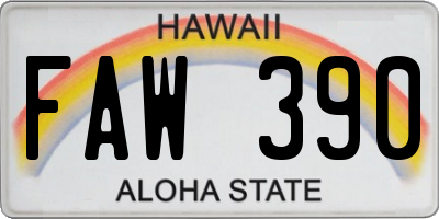 HI license plate FAW390