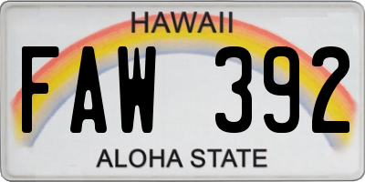 HI license plate FAW392