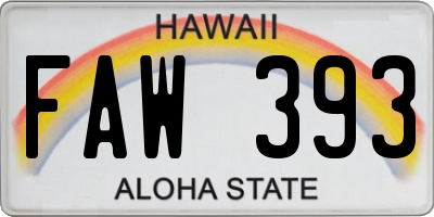 HI license plate FAW393