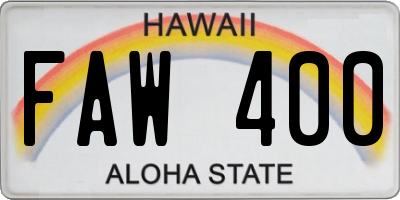 HI license plate FAW400