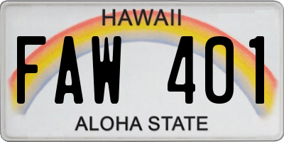 HI license plate FAW401