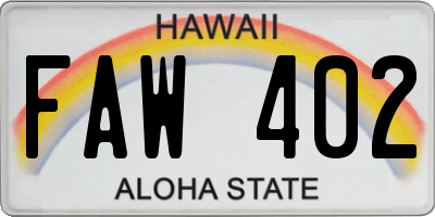 HI license plate FAW402