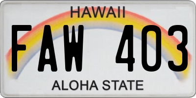 HI license plate FAW403