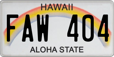 HI license plate FAW404