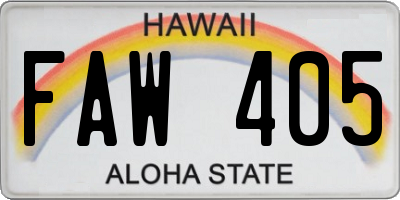 HI license plate FAW405