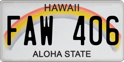 HI license plate FAW406