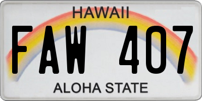 HI license plate FAW407
