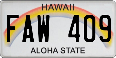 HI license plate FAW409