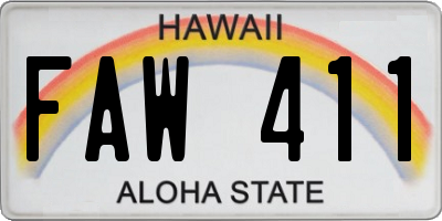 HI license plate FAW411