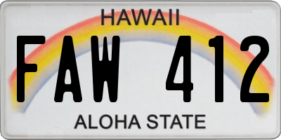 HI license plate FAW412