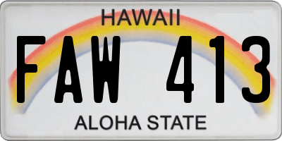 HI license plate FAW413