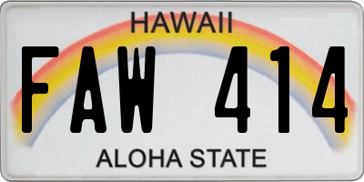HI license plate FAW414
