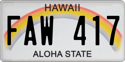 HI license plate FAW417
