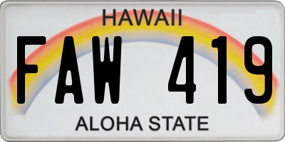 HI license plate FAW419