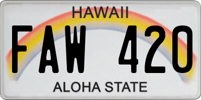 HI license plate FAW420